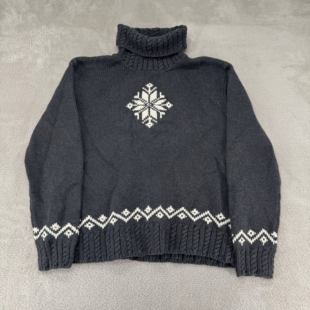 Vintage Lauren Ralph Lauren Snowflake Turtleneck Sweater Womens LP‎ Petite Gray